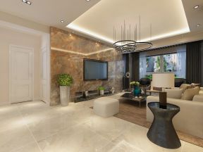 2020现代家装客厅设计 石材电视墙设计效果图