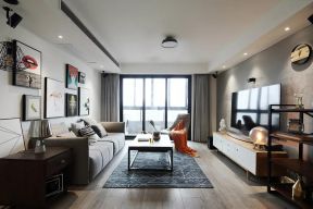 现代混搭风格 客厅灰色沙发效果图