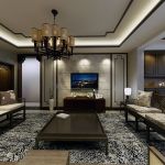 2023新中式风格客厅瓷砖电视墙设计效果图