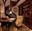 2023美式风格书房实木楼梯装修效果图