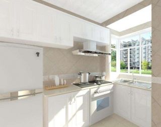 L型整体厨房橱柜白色装修效果图