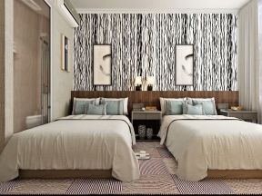 2020主题酒店房间图片 床头壁纸背景墙装修效果图