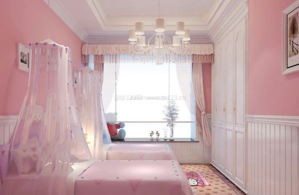 粉色卧室墙面漆效果图