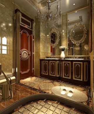 欧式奢华别墅卫生间整体浴室柜图片