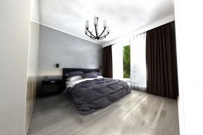 卧室现代简约效果图 2020双层窗帘图片