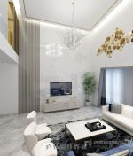 2023现代别墅客厅白色沙发装修图片