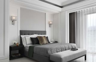大平层欧式主卧室床头壁灯装修设计图