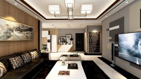 2023现代简约风格房屋黑色沙发装修设计图片