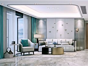 2023大气时尚新中式客厅沙发背景墙装修图片