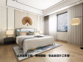 2023新中式简约卧室床头背景墙设计效果图