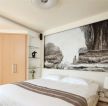 日式公寓卧室床头装饰画装修效果图