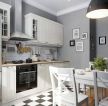 北欧风格厨房黑白相间地砖设计装修效果图片