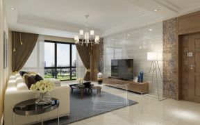 2023现代风格的客厅瓷砖电视墙背景装修效果图