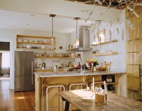 北欧风格厨房设计 开放式厨房吧台设计效果图