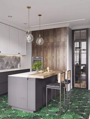 北欧风格厨房设计 2020厨房防滑地砖效果图