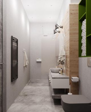 日式公寓卫生间毛巾架装修效果图