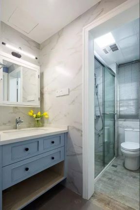 2023美式卫生间淋浴房玻璃移门装修图片大全