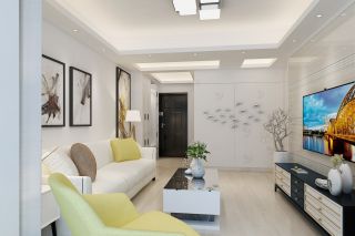 2023现代简洁客厅白色沙发装修效果图