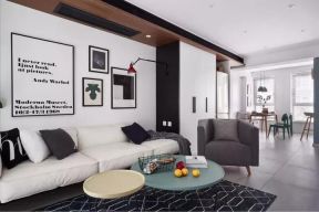 现代北欧风格家装客厅照片墙布置效果图
