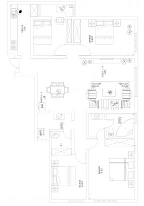 2023四居室平面户型图设计