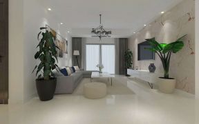 2020简洁现代客厅装修效果图 客厅灰色沙发效果图