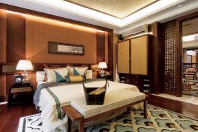 东南亚风格卧室床尾凳装修装饰案例