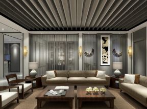 东南亚风格客厅吊顶装饰案例图片