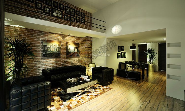 现代风格家居 2020客厅黑色沙发装修效果图