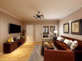 美式风格客厅设计效果图 2020客厅实木电视柜装修图片