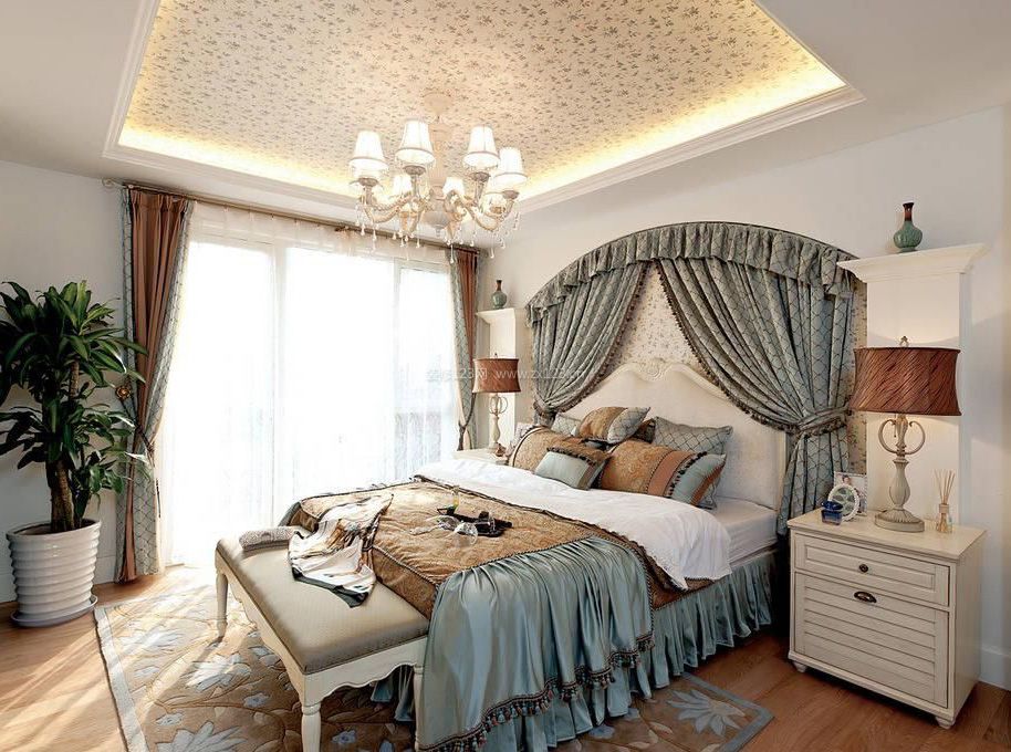 地中海风格别墅卧室床缦装修效果图片案例