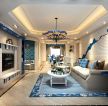 地中海风格别墅客厅沙发背景墙装修设计效果图案例