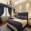 地中海风格别墅卧室蓝色窗帘装修效果图片案例