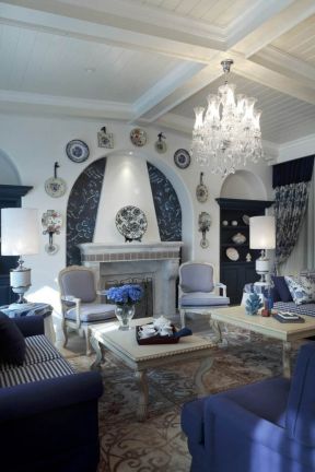 地中海风格别墅客厅沙发摆放效果案例图片大全