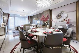 新中式风格精品别墅圆餐桌设计图片