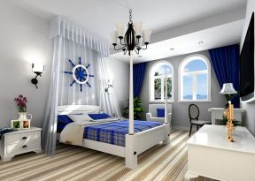 地中海卧室风格 床缦装修效果图片