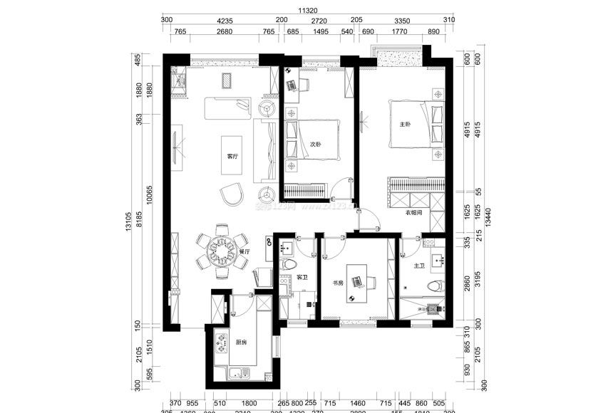 2023小别墅简易四室两厅户型图
