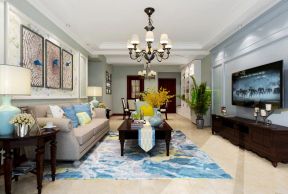 2023美式简约客厅地毯搭配装修效果图片