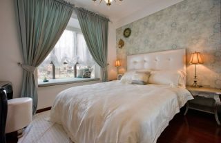 法式风格卧室飘窗窗帘装修效果图片