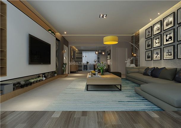 2023时尚现代客厅灰色沙发装修效果图