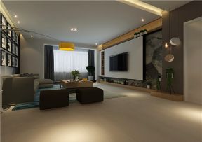 现代新房客厅装修效果图 2020客厅吊顶筒灯效果图