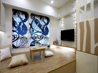 日式室内电视墙文化砖设计图片