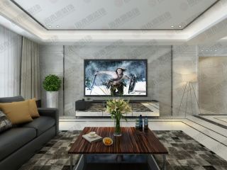 家装简约现代风格客厅电视墙设计图片