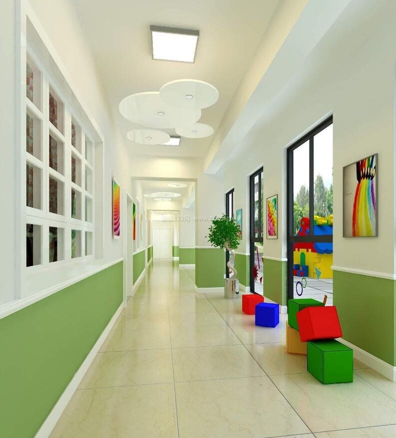 幼儿园室内走廊简约设计图片