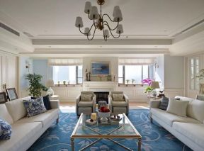 现代美式客厅沙发摆放装修效果图片