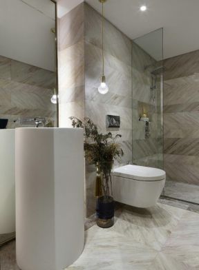 现代中式家装卫生间洗手台造型设计图片