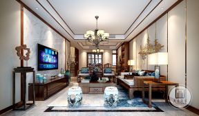 2020典雅新中式客厅家装效果图 新中式别墅客厅效果图