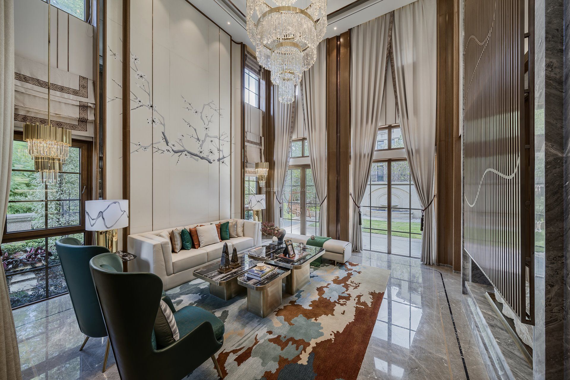 2020典雅新中式客厅家装效果图 2020新中式客厅家具图片
