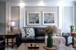2023现代美式风格客厅沙发摆设装修图片
