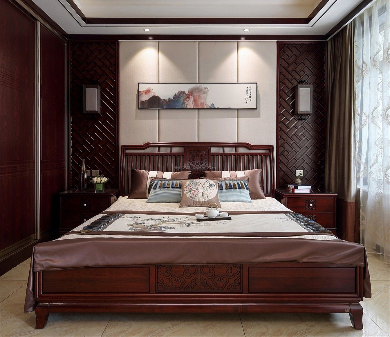 新中式古典卧室壁灯设计图片一览