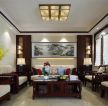 新中式古典客厅背景墙山水画装饰设计图